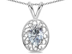 Star K  Vintage Style Filigree Oval 6x4mm Genuine White Topaz Pendant Necklace
