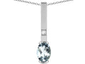 Star K  Oval 8x6mm Genuine Aquamarine Bar Pendant Necklace
