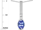 Star K  Oval 8x6mm Genuine Tanzanite Bar Pendant Necklace