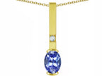 Star K  Oval 8x6mm Genuine Tanzanite Bar Pendant Necklace