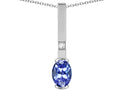 Star K  Oval 8x6mm Genuine Tanzanite Bar Pendant Necklace