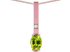 Star K  Oval 8x6mm Genuine Peridot Bar Pendant Necklace