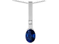 Star K  Oval 8x6mm Created Sapphire Bar Pendant Necklace