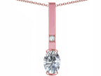 Star K  Oval 8x6mm Genuine White Topaz Bar Pendant Necklace