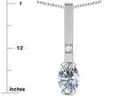 Star K  Oval 8x6mm Genuine White Topaz Bar Pendant Necklace