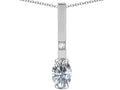 Star K  Oval 8x6mm Genuine White Topaz Bar Pendant Necklace