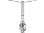 Star K  Oval 8x6mm Genuine White Topaz Bar Pendant Necklace