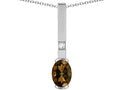 Star K  Oval 8x6mm Genuine Smoky Quartz Bar Pendant Necklace
