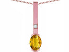 Star K  Oval 8x6mm Genuine Citrine Bar Pendant Necklace