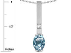 Star K  Oval 8x6mm Genuine Sky Blue Topaz Bar Pendant Necklace