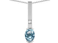 Star K  Oval 8x6mm Genuine Sky Blue Topaz Bar Pendant Necklace