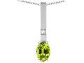 Star K  Oval 8x6mm Genuine Peridot Bar Pendant Necklace