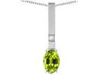 Star K  Oval 8x6mm Genuine Peridot Bar Pendant Necklace