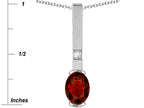 Star K  Oval 8x6mm Genuine Garnet Bar Pendant Necklace