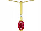 Star K  Oval 8x6mm Created Ruby Bar Pendant Necklace