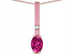 Star K  Oval 8x6mm Simulated Pink Tourmaline Bar Pendant Necklace