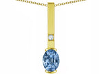 Star K  Oval 8x6mm Simulated Aquamarine Bar Pendant Necklace