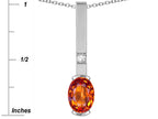 Star K  Oval 8x6mm Simulated Orange Mexican Fire Opal Bar Pendant Necklace