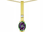Star K  Oval 8x6mm Rainbow Mystic Topaz Bar Pendant Necklace