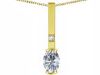 Star K  Oval 8x6mm Genuine White Topaz Bar Pendant Necklace