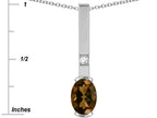 Star K  Oval 8x6mm Genuine Smoky Quartz Bar Pendant Necklace