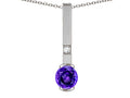 Star K  Round 6mm Genuine Amethyst Bar Pendant Necklace