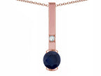 Star K  Round 6mm Genuine Black Sapphire Bar Pendant Necklace
