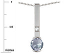 Star K  Round 6mm Genuine Aquamarine Bar Pendant Necklace