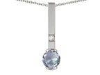 Star K  Round 6mm Genuine Aquamarine Bar Pendant Necklace