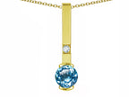 Star K  Round 6mm Genuine Blue Topaz Bar Pendant Necklace