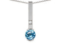 Star K  Round 6mm Genuine Blue Topaz Bar Pendant Necklace