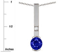 Star K  Round 6mm Created Sapphire Bar Pendant Necklace