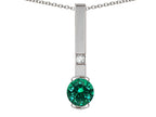 Star K  Round 6mm Simulated Emerald Bar Pendant Necklace