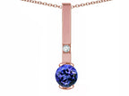 Star K  Round 6mm Simulated Tanzanite Bar Pendant Necklace