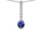 Star K  Round 6mm Simulated Tanzanite Bar Pendant Necklace
