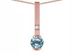 Star K  Round 6mm Simulated Aquamarine Bar Pendant Necklace