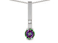 Star K  Round 6mm Rainbow Mystic Topaz Bar Pendant Necklace