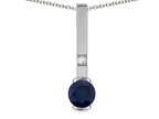 Star K  Round 6mm Genuine Black Sapphire Bar Pendant Necklace