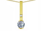 Star K  Round 6mm Genuine Aquamarine Bar Pendant Necklace