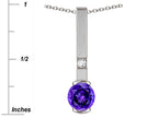 Star K  Round 6mm Genuine Amethyst Bar Pendant Necklace