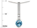 Star K  Round 6mm Genuine Blue Topaz Bar Pendant Necklace