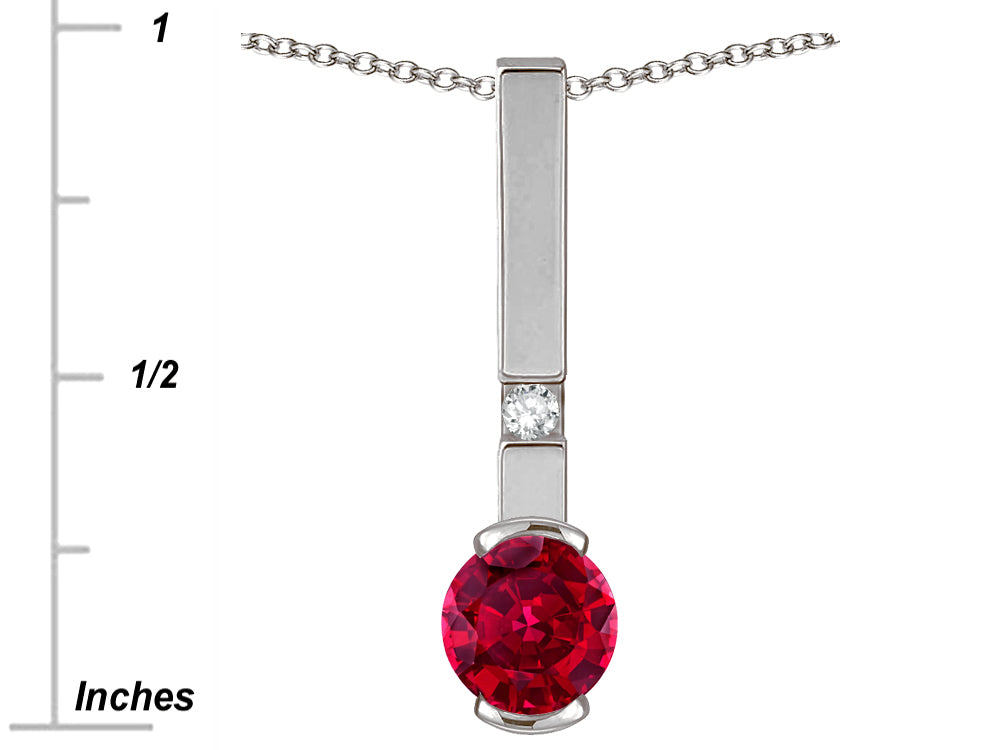 Star K  Round 6mm Created Ruby Bar Pendant Necklace