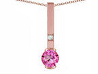 Star K  Round 6mm Created Pink Sapphire Bar Pendant Necklace