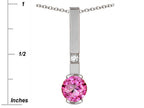 Star K  Round 6mm Created Pink Sapphire Bar Pendant Necklace