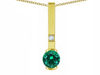Star K  Round 6mm Simulated Emerald Bar Pendant Necklace