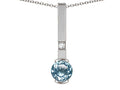 Star K  Round 6mm Simulated Aquamarine Bar Pendant Necklace