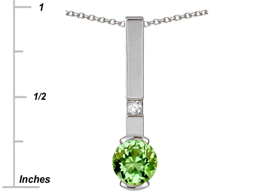 Star K  Round 6mm Simulated Green Tourmaline Bar Pendant Necklace