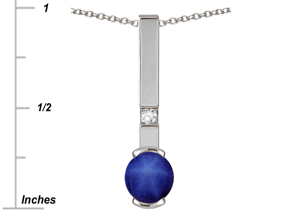 Star K  Round 6mm Created Star Sapphire Bar Pendant Necklace