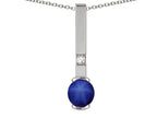Star K  Round 6mm Created Star Sapphire Bar Pendant Necklace