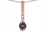 Star K  Round 6mm Rainbow Mystic Topaz Bar Pendant Necklace